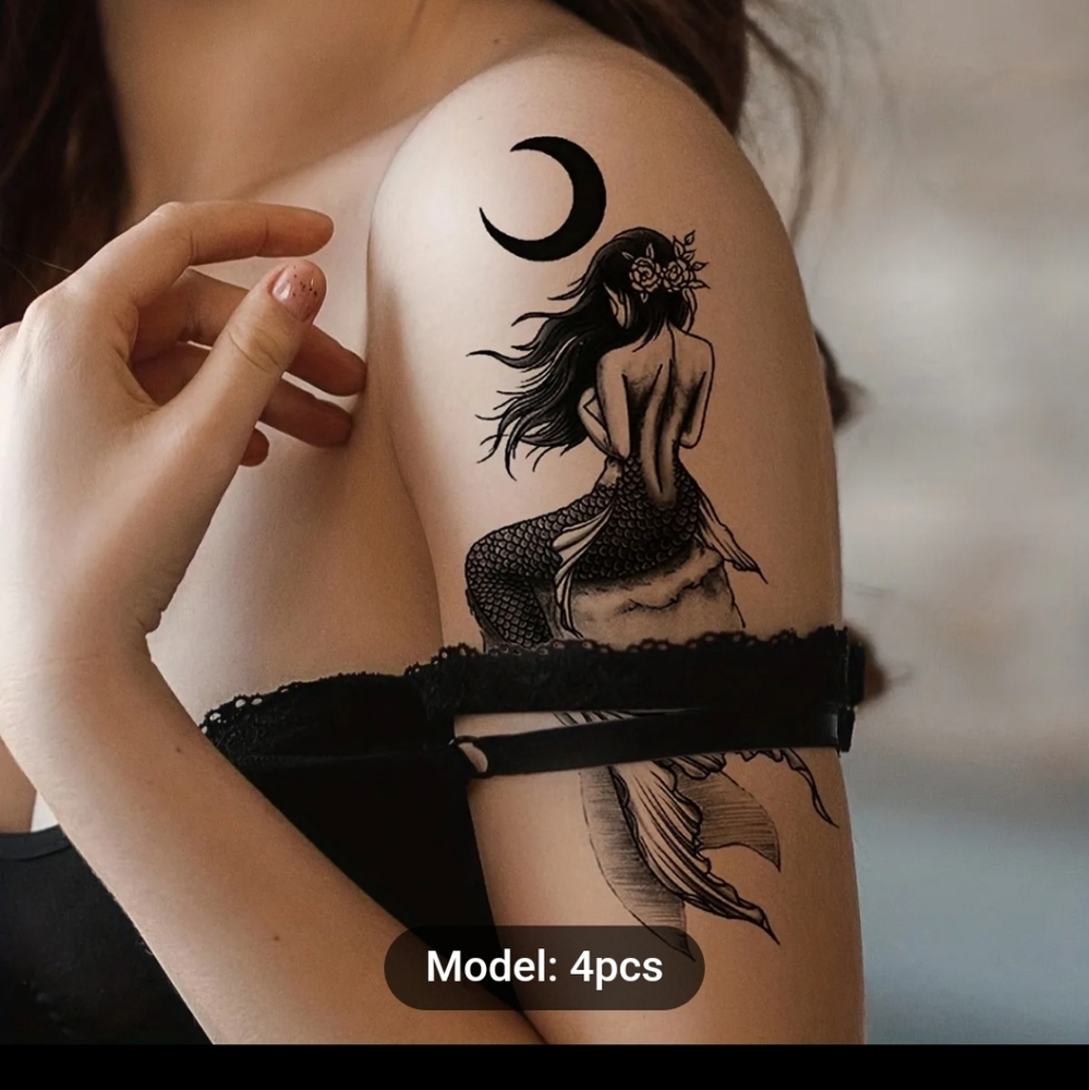 Bundle bogo Mermaid moon Temporary arm tattoo